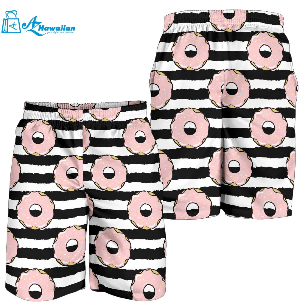 Donuts Pink Icing Striped Pattern Men Shorts