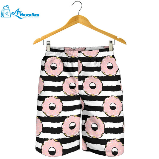 Donuts Pink Icing Striped Pattern Men Shorts