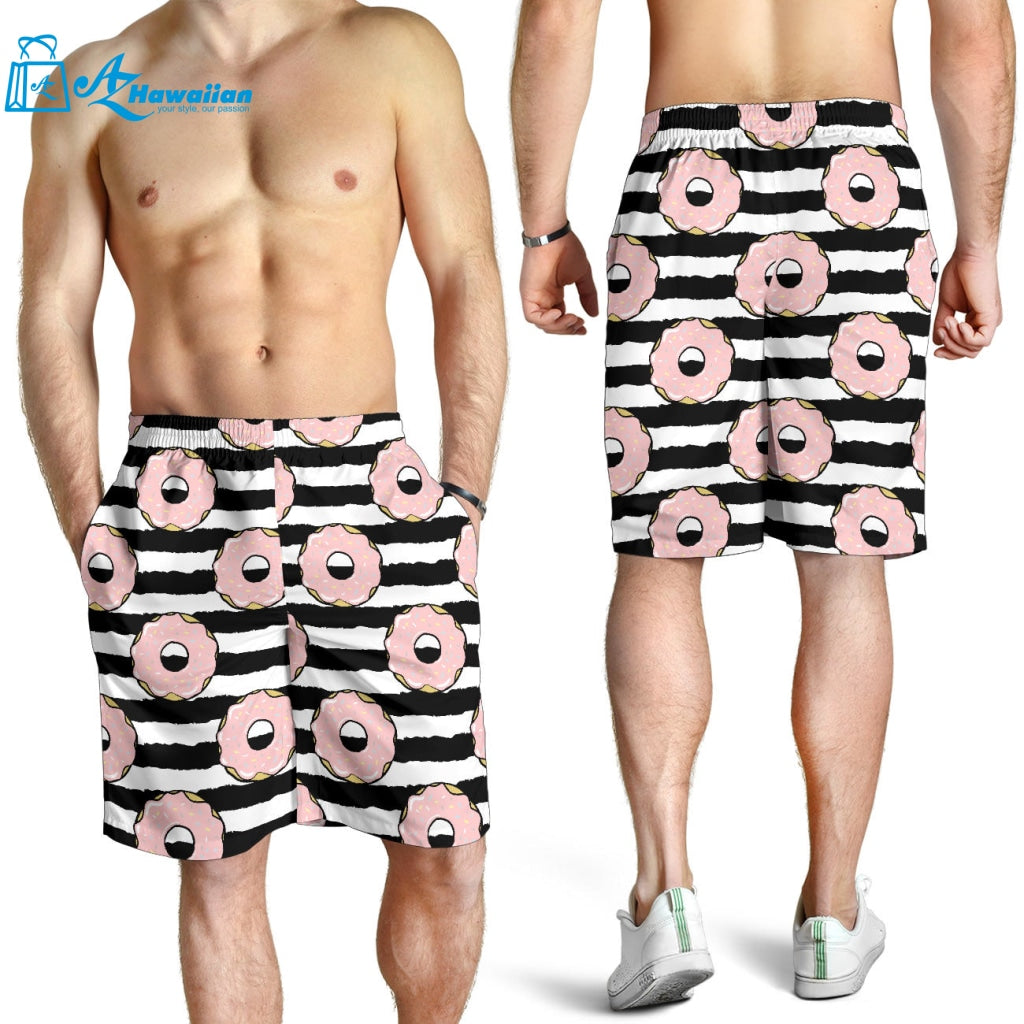 Donuts Pink Icing Striped Pattern Men Shorts