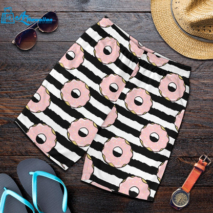 Donuts Pink Icing Striped Pattern Men Shorts