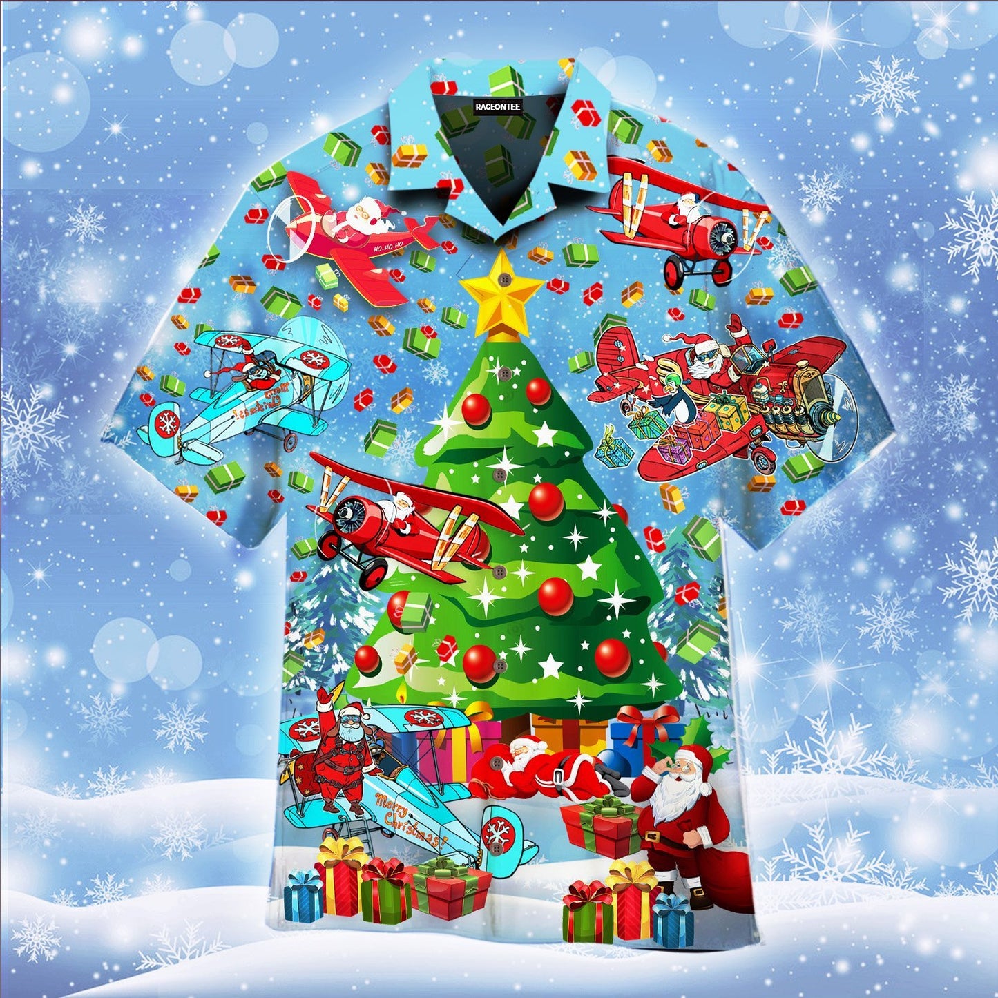 Christmas Fly With Santa On An Airplane Hawaiian Shirt | For Men & Women | Adult | WT1164