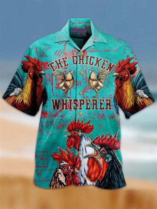 Vintage Chicken Hawaiian Shirt, Summer Shirt, Beach shirt