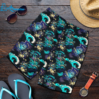 Dragon Sea Wave Pattern Men Shorts