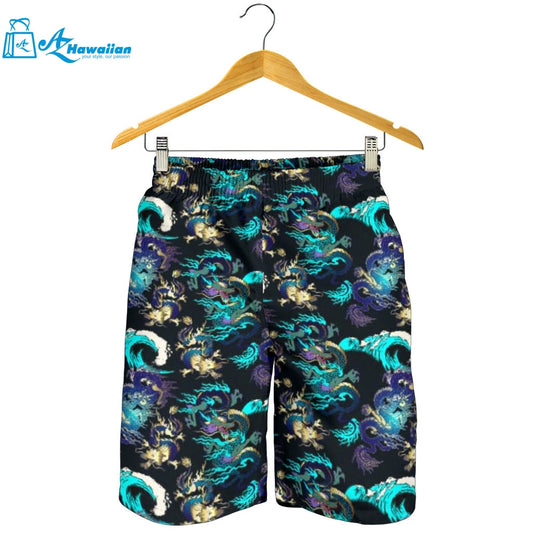 Dragon Sea Wave Pattern Men Shorts