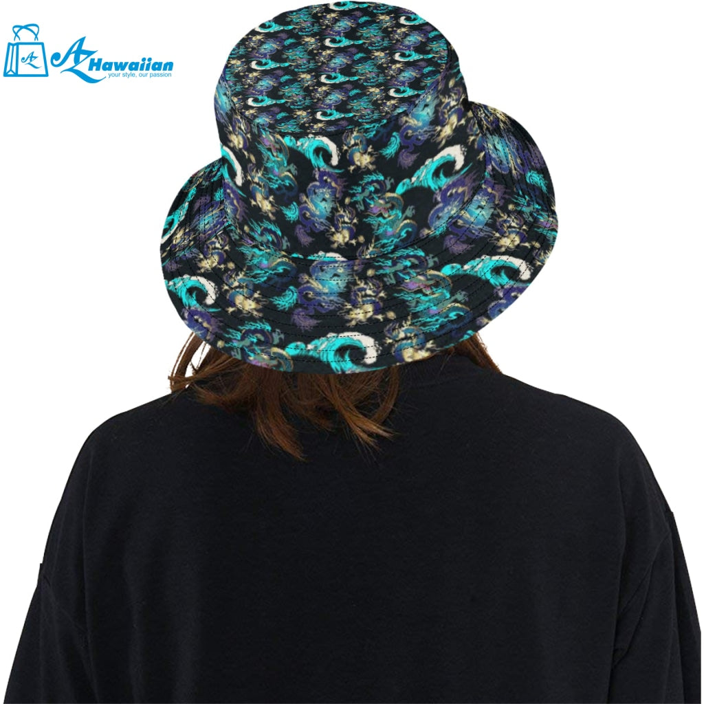 Dragon sea wave pattern Unisex Bucket Hat