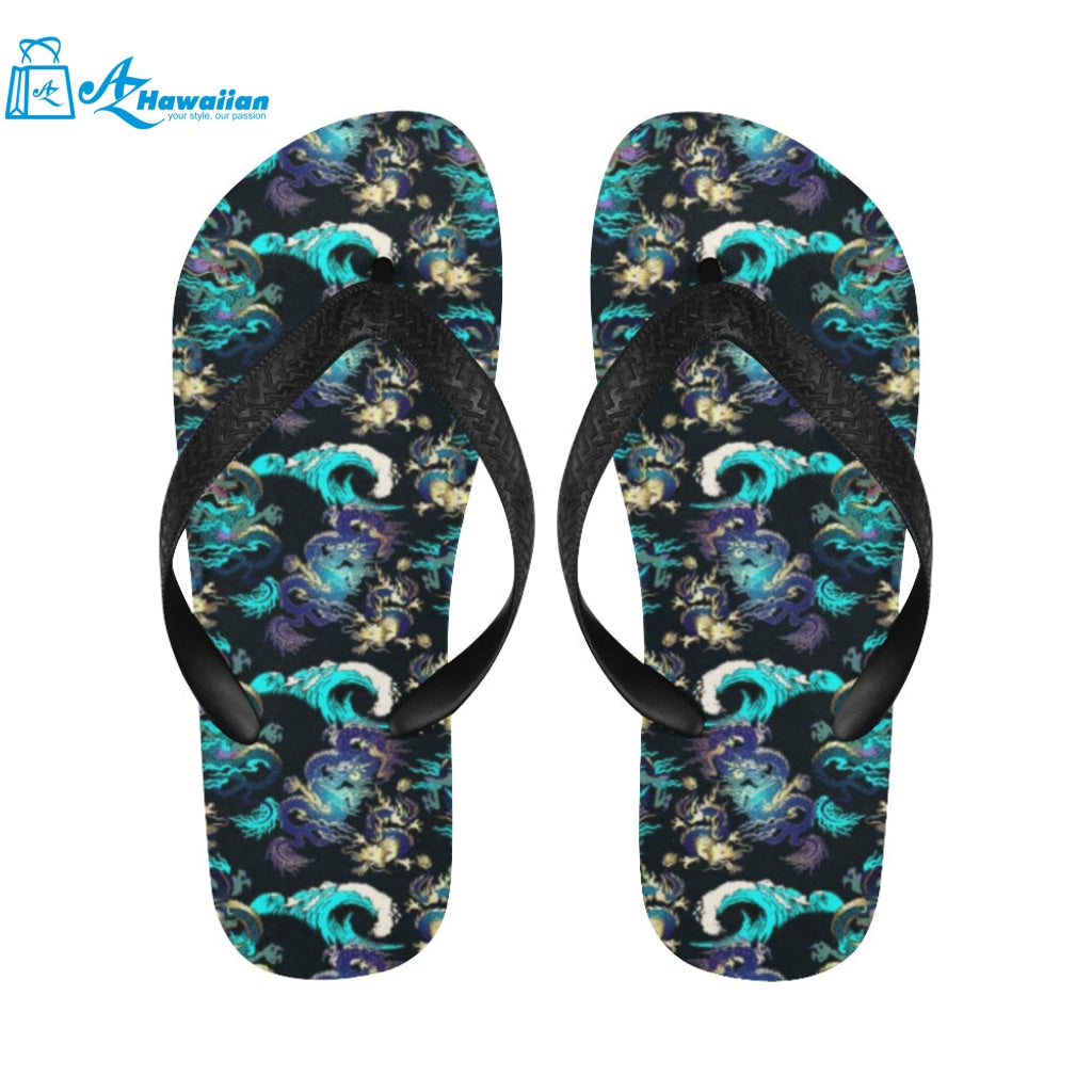 Dragon sea wave pattern Unisex Flip Flops