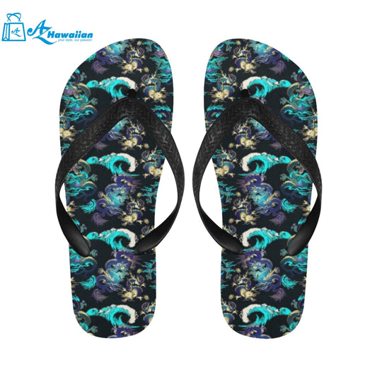 Dragon sea wave pattern Unisex Flip Flops