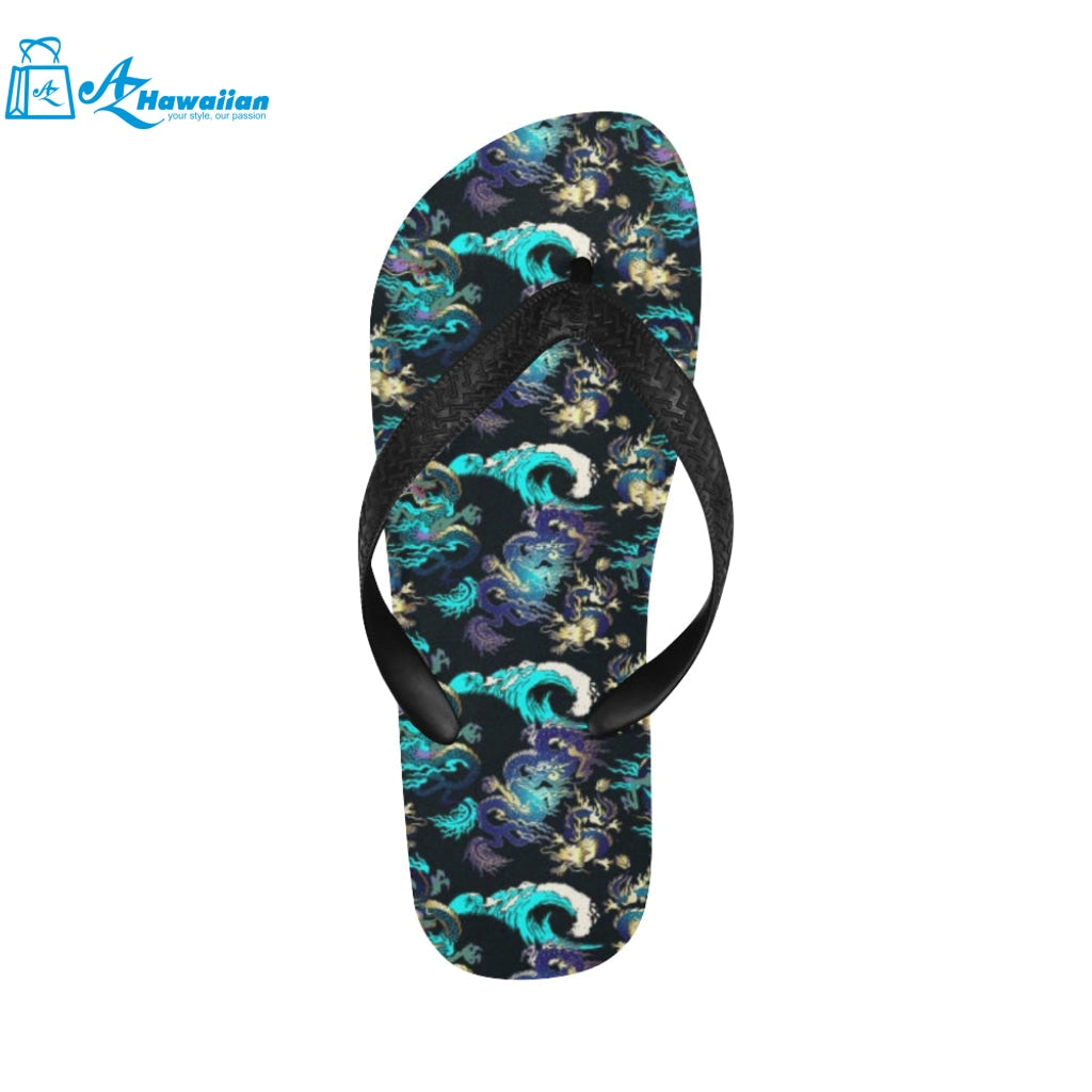 Dragon sea wave pattern Unisex Flip Flops