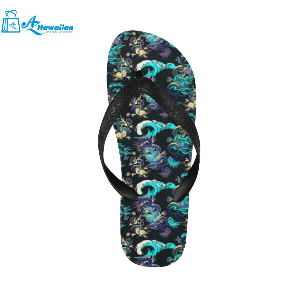 Dragon sea wave pattern Unisex Flip Flops