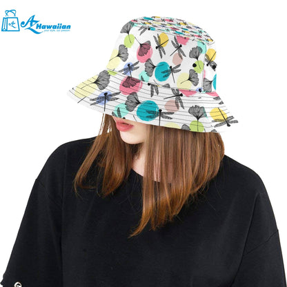 Dragonflies ginkgo leaves pattern Unisex Bucket Hat