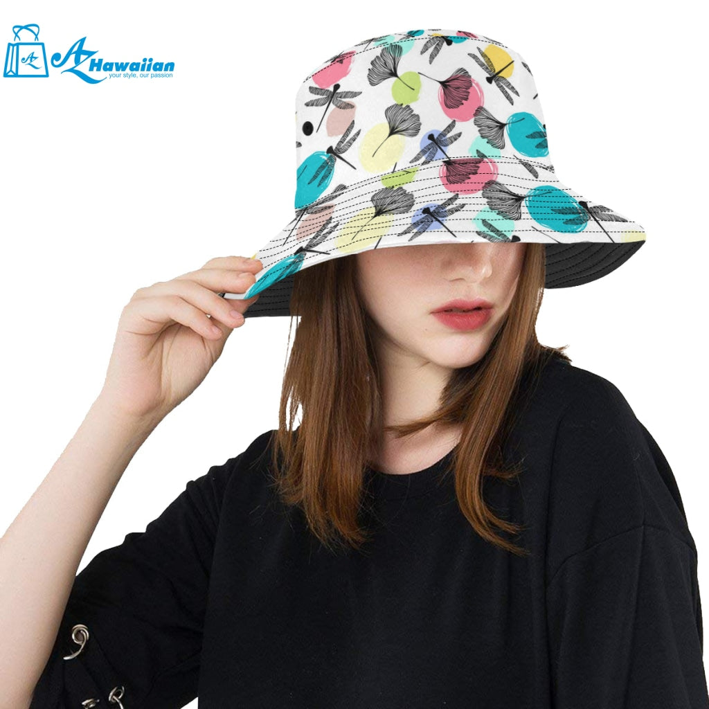 Dragonflies ginkgo leaves pattern Unisex Bucket Hat