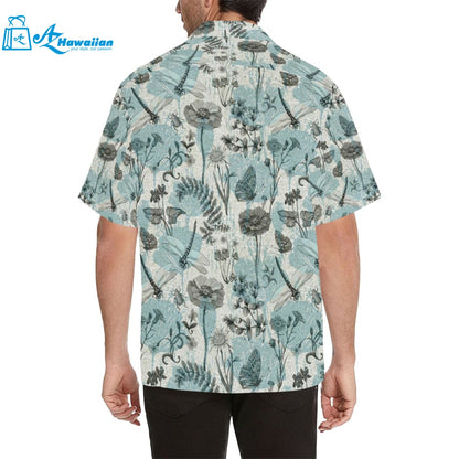 Dragonfly Butterfly Plants Insect Flower Vintage S Mens All Over Print Hawaiian Shirt