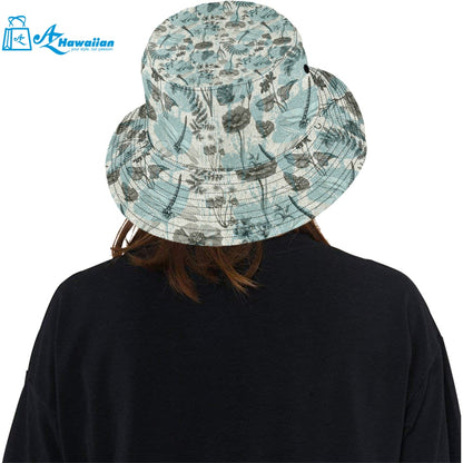 Dragonfly Butterfly Plants insect flower vintage s Unisex Bucket Hat