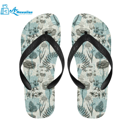 Dragonfly Butterfly Plants insect flower vintage s Unisex Flip Flops