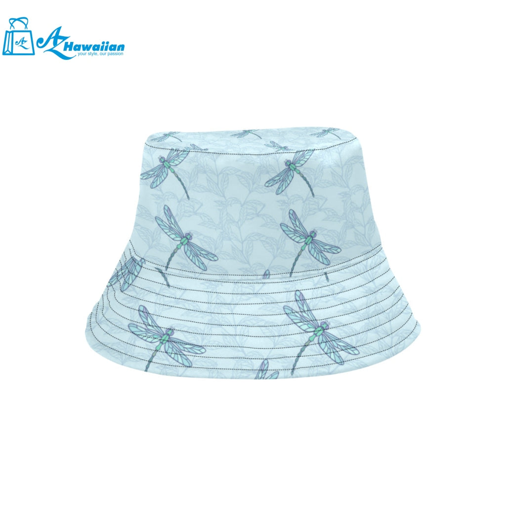 Dragonfly pattern blue background Unisex Bucket Hat