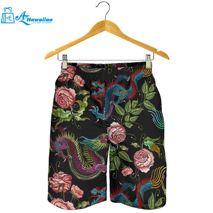 Dragons Flower Pattern Men Shorts