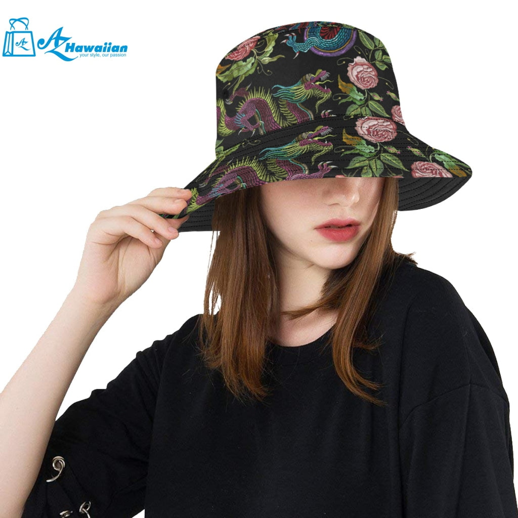 Dragons flower pattern Unisex Bucket Hat