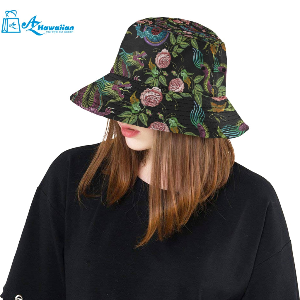 Dragons flower pattern Unisex Bucket Hat