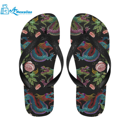 Dragons flower pattern Unisex Flip Flops