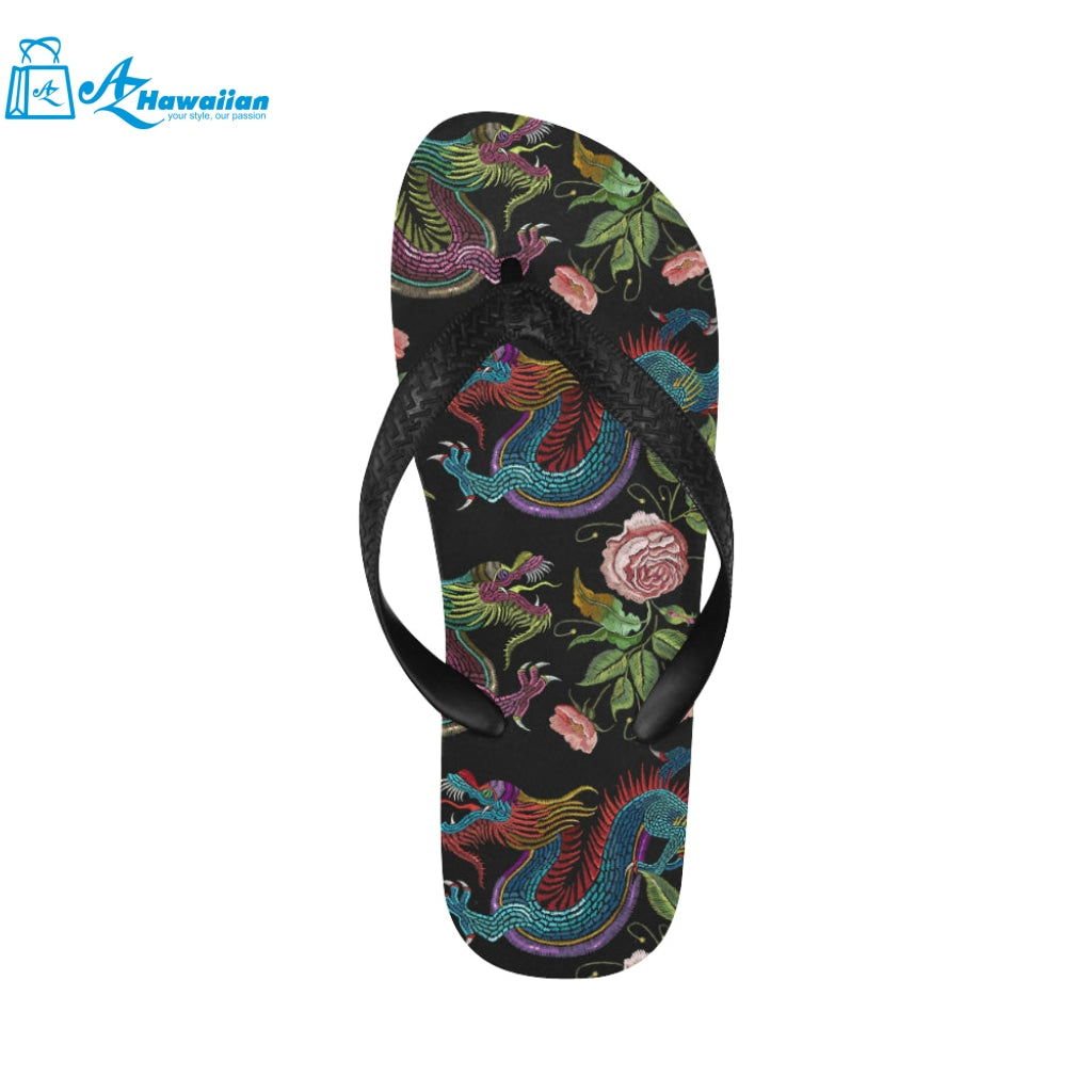 Dragons flower pattern Unisex Flip Flops