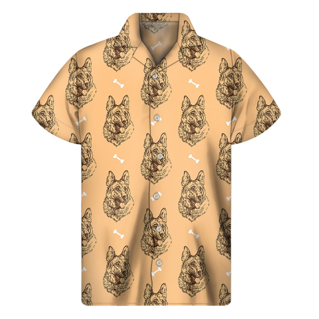 Drawing German Shepherd Pattern Print Mens Short Sleeve Shirt Hawaiian