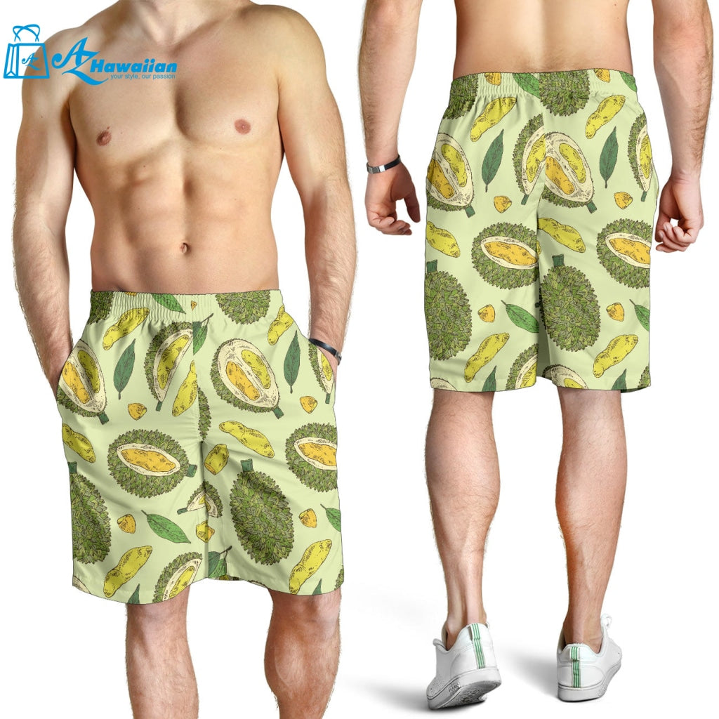 Durian Leaves Pattern Background Men Shorts