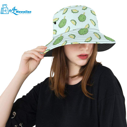 Durian pattern blue background Unisex Bucket Hat