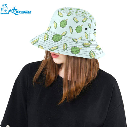 Durian pattern blue background Unisex Bucket Hat