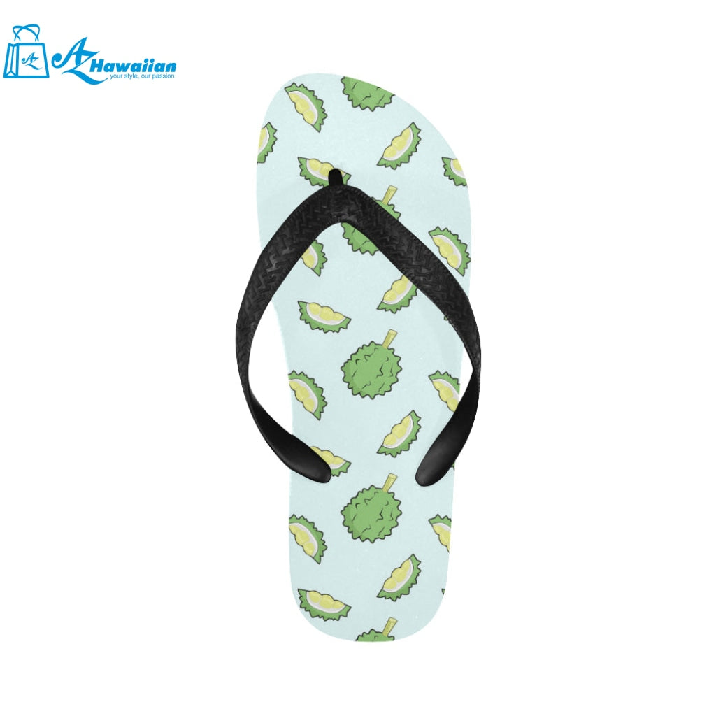 Durian pattern blue background Unisex Flip Flops