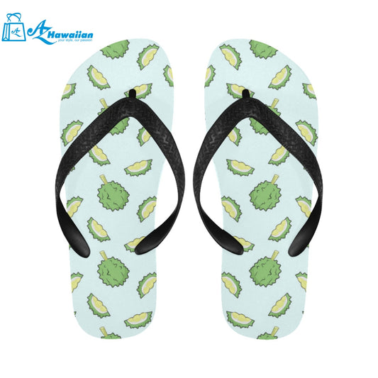 Durian pattern blue background Unisex Flip Flops