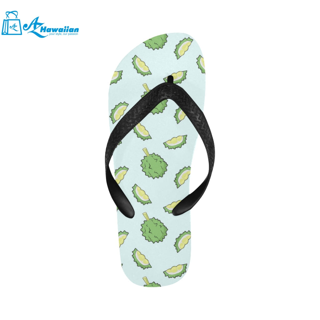 Durian pattern blue background Unisex Flip Flops