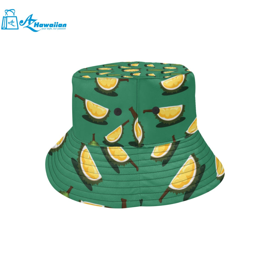 Durian pattern green background Unisex Bucket Hat