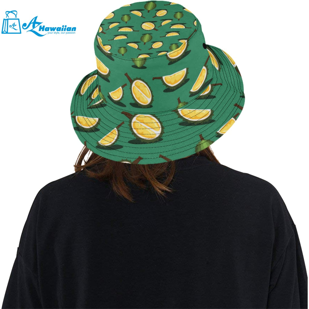 Durian pattern green background Unisex Bucket Hat