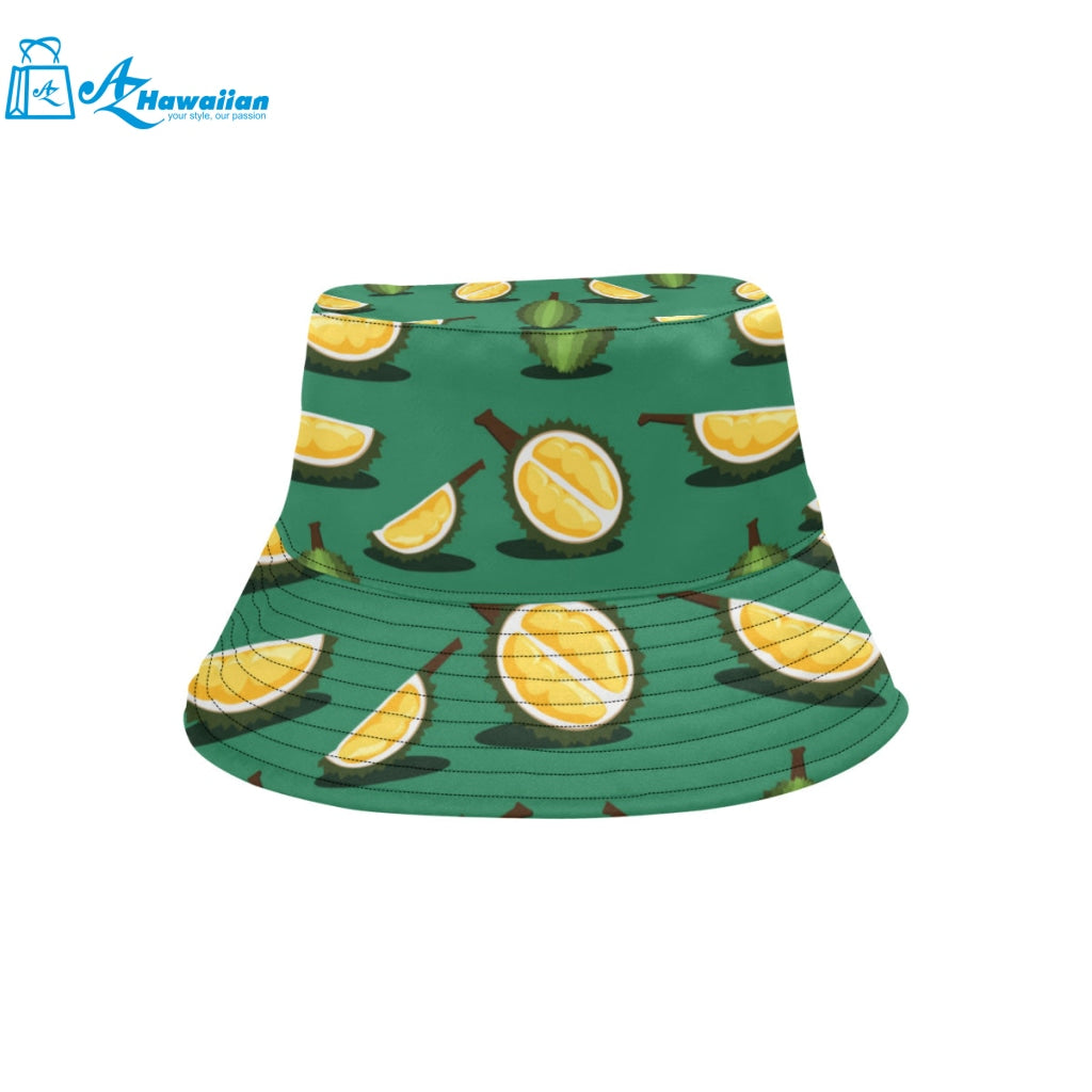 Durian pattern green background Unisex Bucket Hat