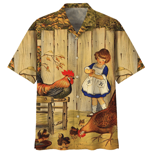 Chicken   Tan High Quality Unisex Hawaiian Shirt 