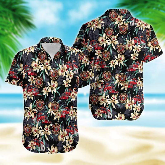 Proud Firefighter Vintage Tropical Unisex Hawaiian Aloha Shirts 