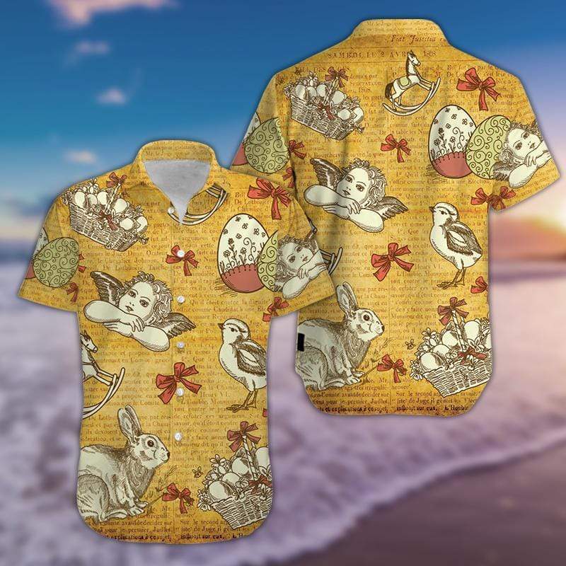 Vintage Happy Easter Unisex Hawaiian Aloha Shirts