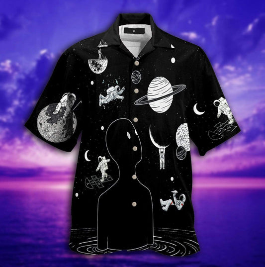 Hawaiian Aloha Shirts Funny Astronaut