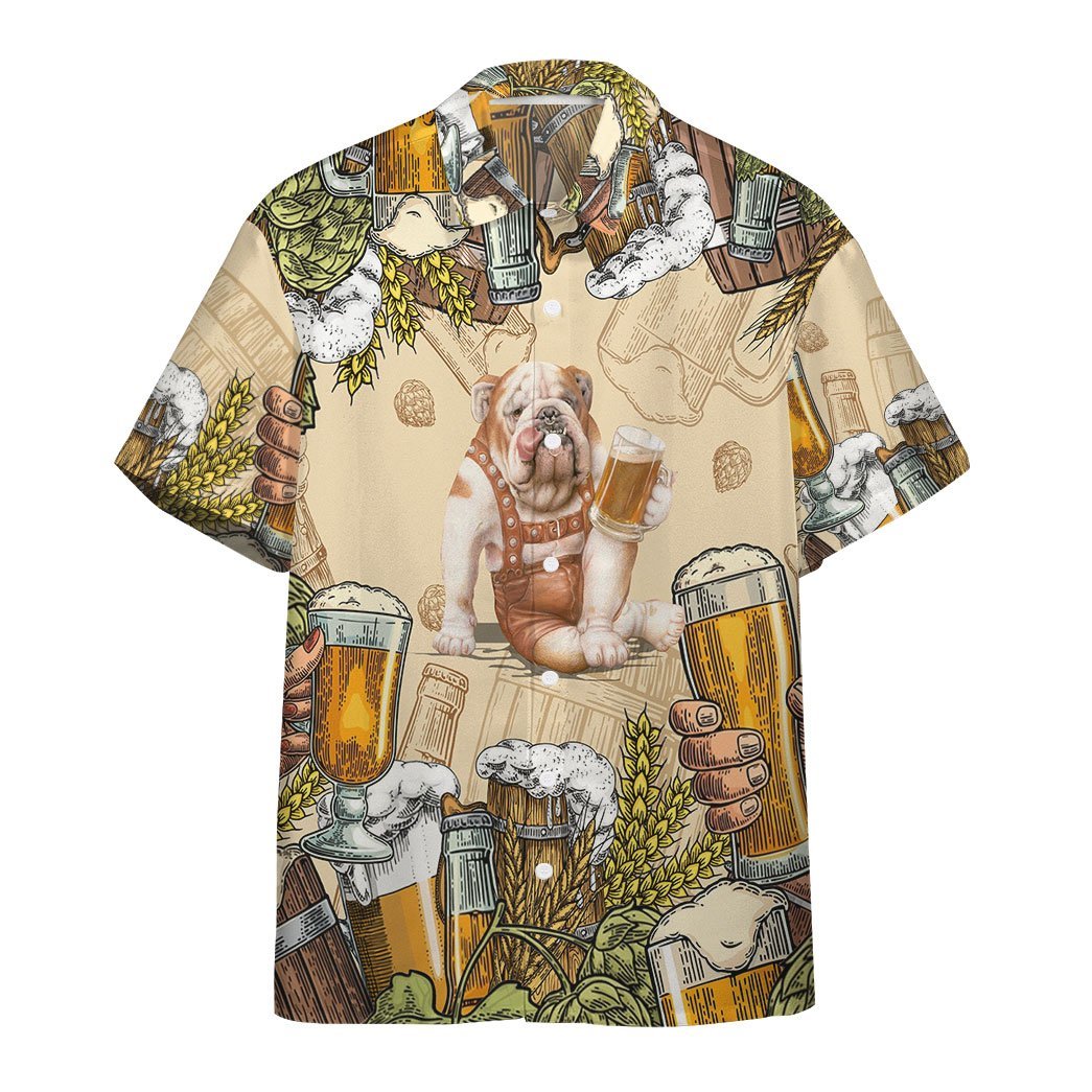  3D Bulldog And Beer Custom Hawaii Shirt