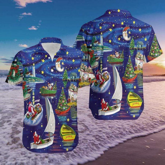 Hawaiian Aloha Shirts Santa Claus Boat Deliver Christmas Spirit