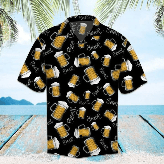 Beer Black Unisex Hawaiian Aloha Shirts