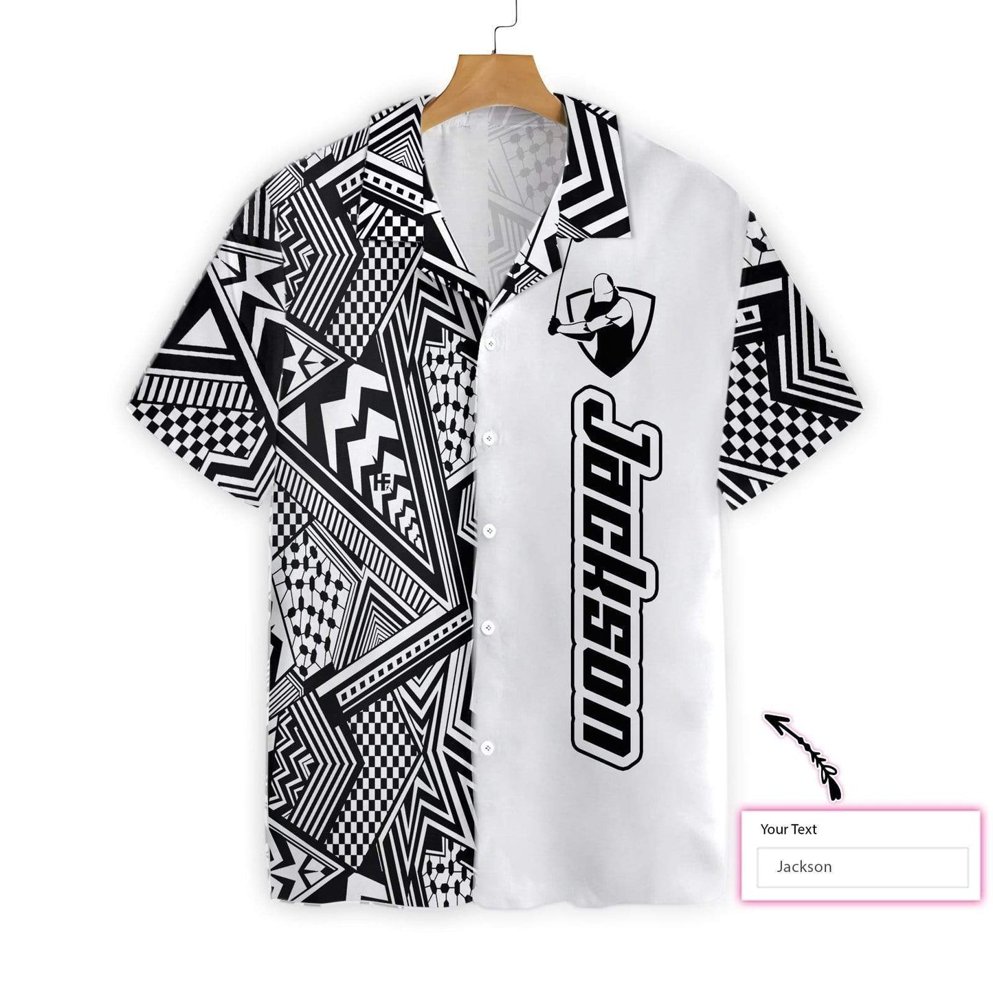 Personalized Black and White Golfaholic Hawaiian Aloha Shirts #DH