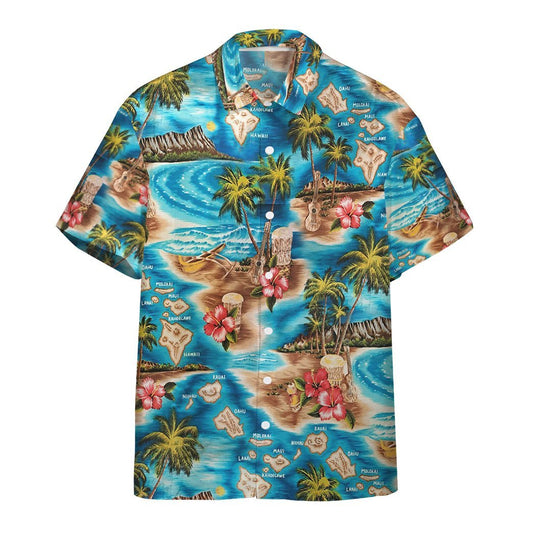  3D Tropical Island Escape Hawaiian Camp Custom Short Sleeve Shirt