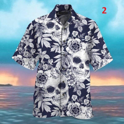 Amazing Skull Floral Hawaiian Aloha Shirts Beach Trip