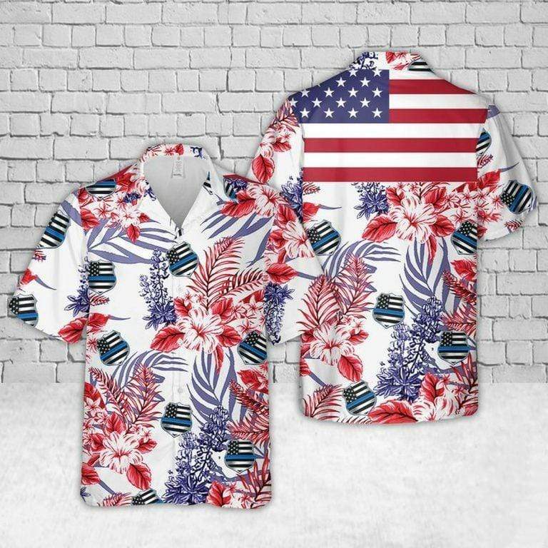 Hawaiian Aloha Shirts - Beach Shorts Police Usa Tropical