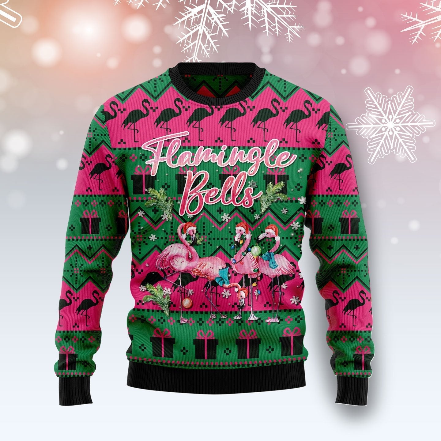 Flamingle Bells Xmas Ugly Christmas Sweater 