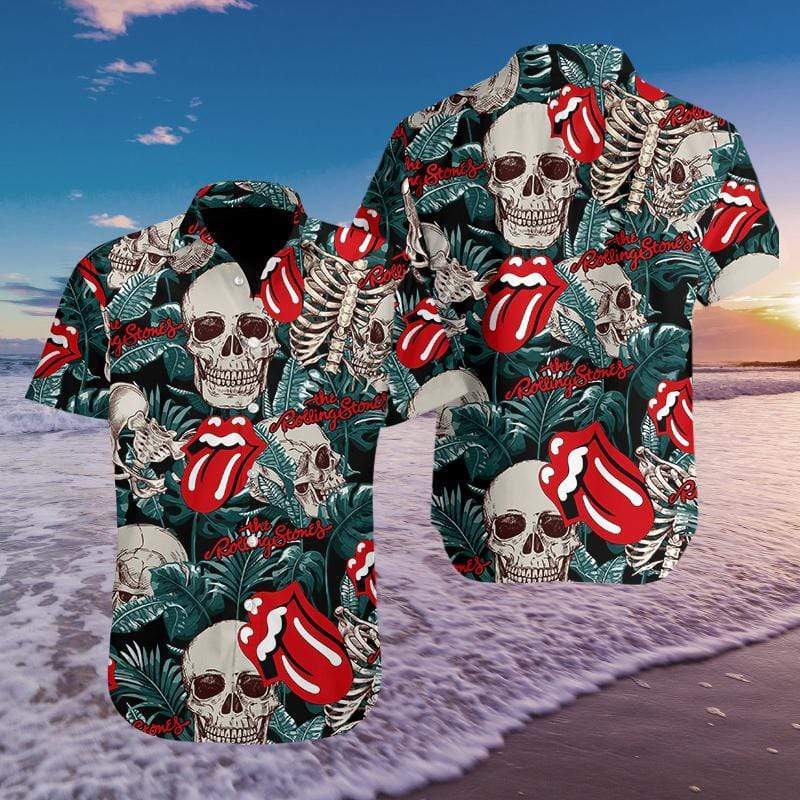 Hawaiian Aloha Shirts Music Skull The Rolling Stone #309L