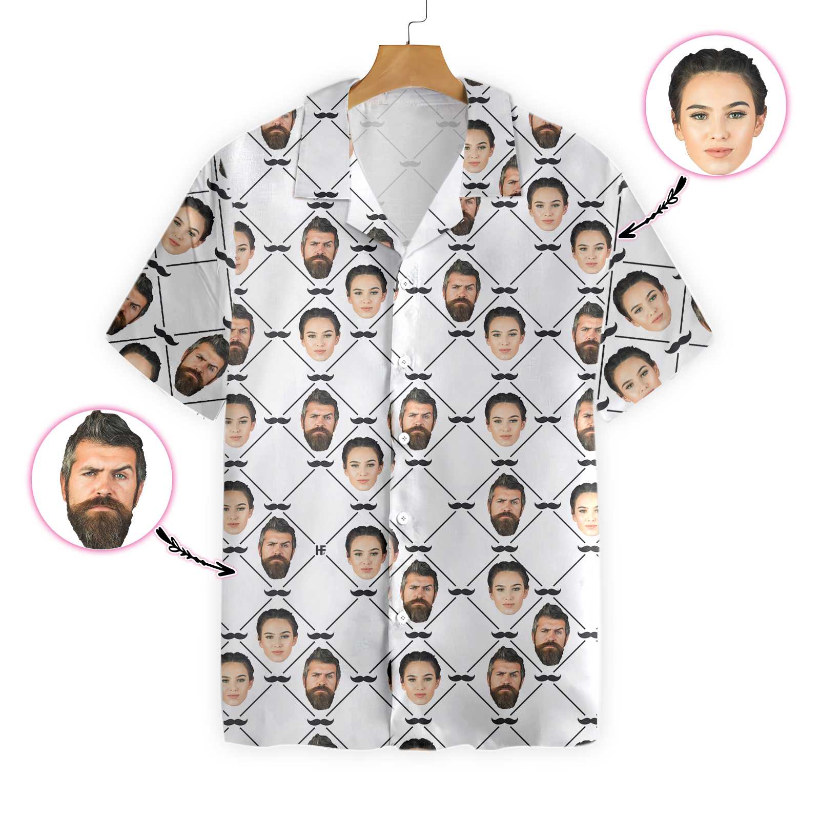 Beard Personalized Couples Face Hawaiian Aloha Shirts #H