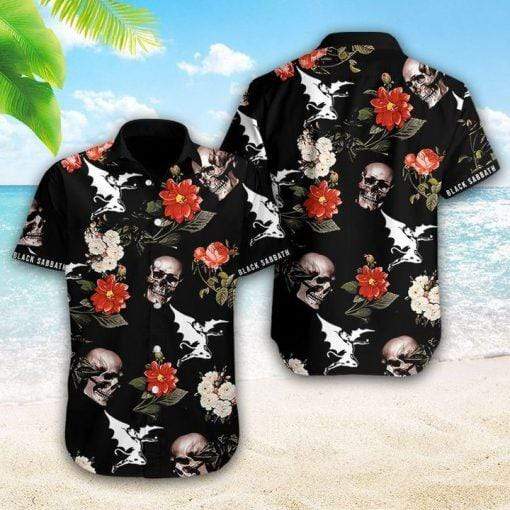 Black Sabbath Skull Aloha Tropical Hawaiian Shirts 3D #910V