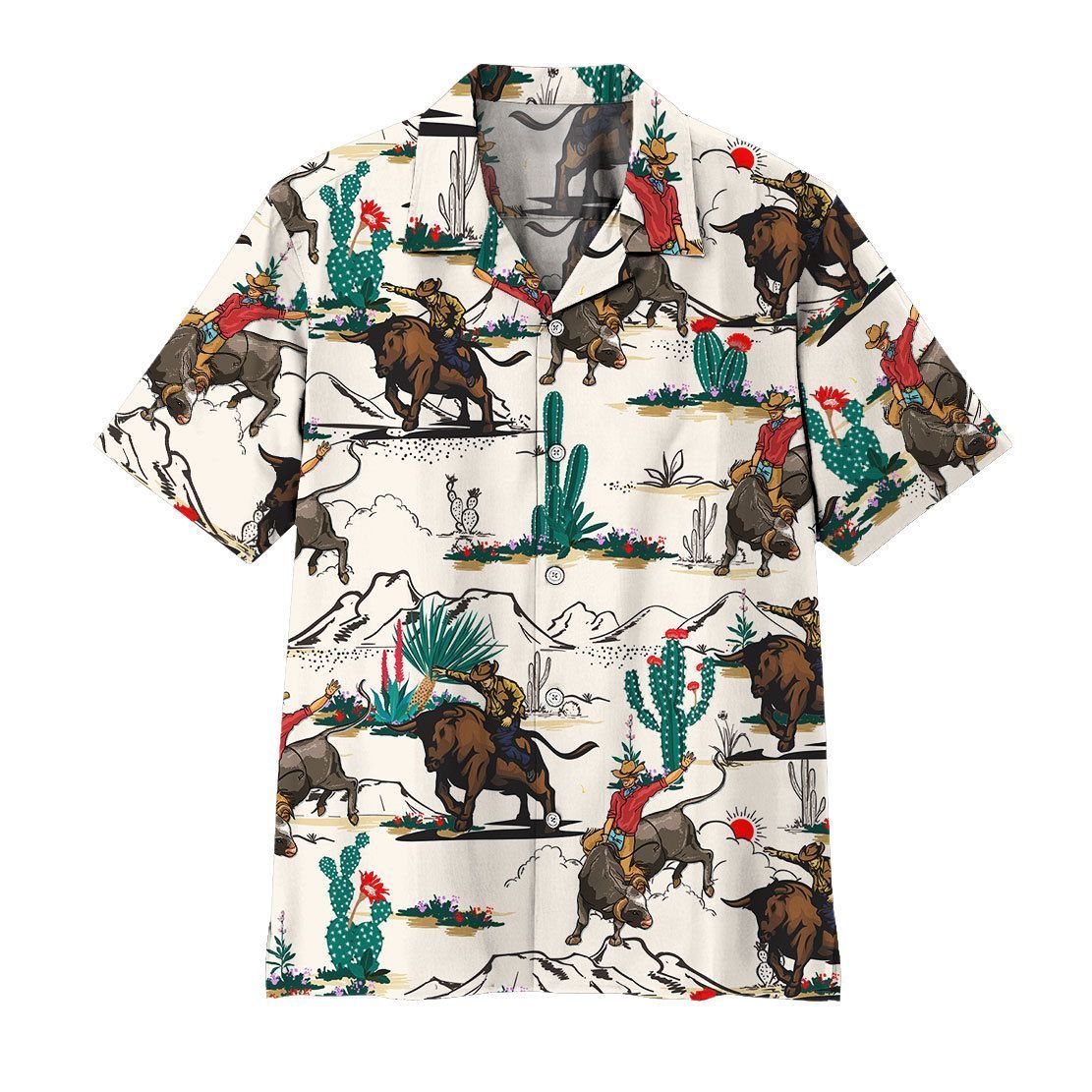  3D Bull Riding Hawaii Shirt